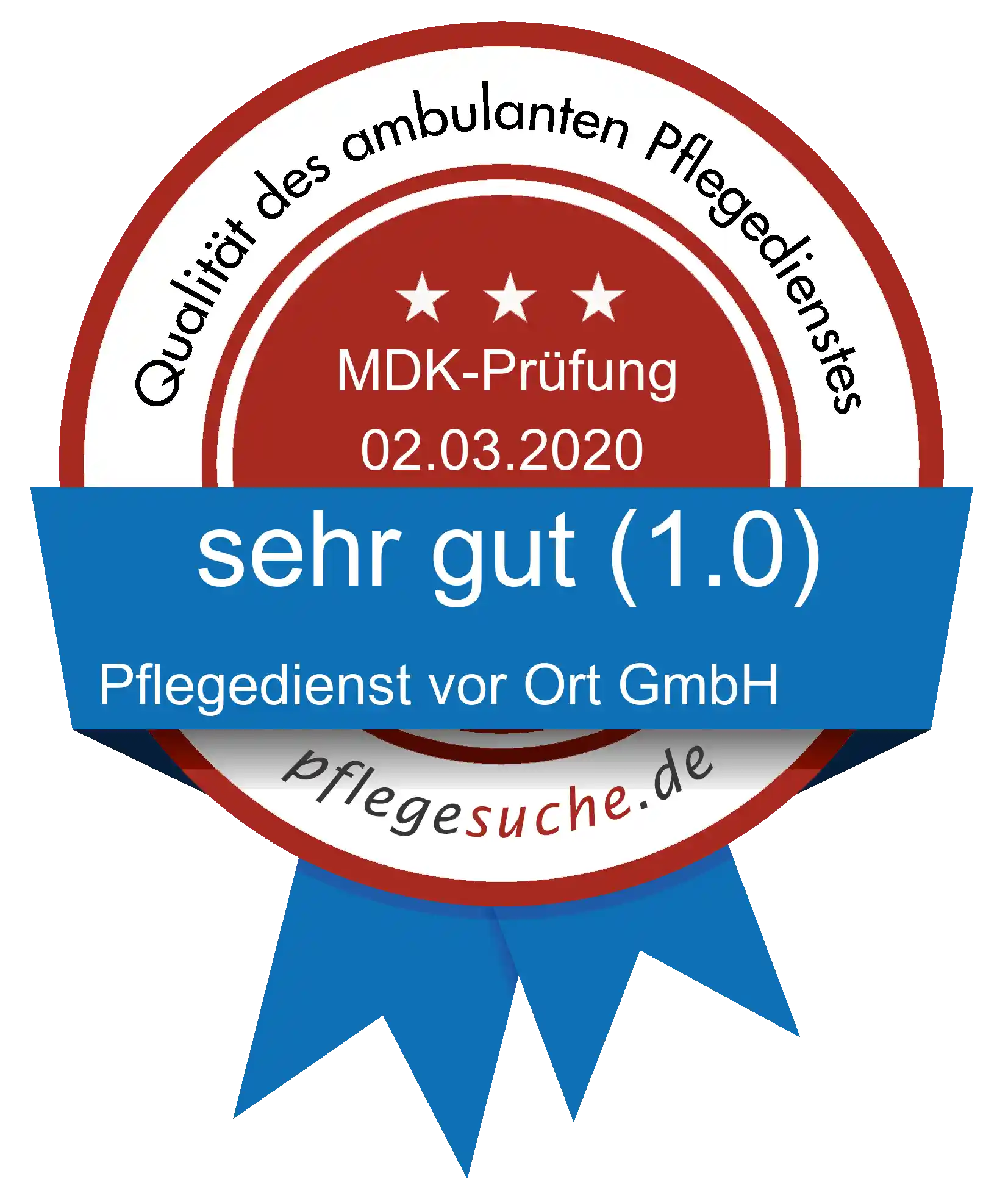 Siegel Benotung Pflegedienst vor Ort GmbH vom 2020-03-02