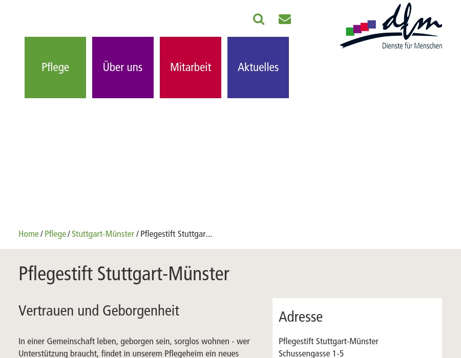 Dienste für Menschen gGmbH Pflegezentrum Stuttgart-Münster