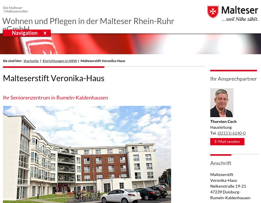 ☎ Malteserstift VeronikaHaus Seniorenwohnheim in Duisburg