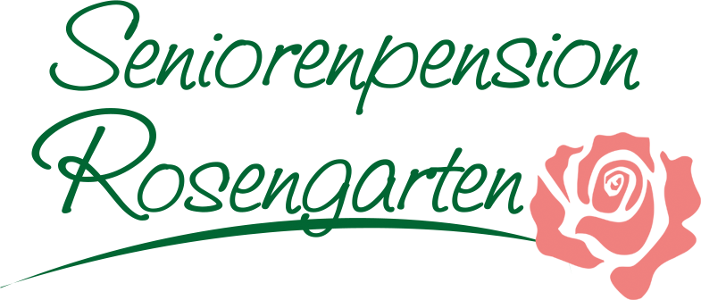 Logo: "Seniorenpension Rosengarten"