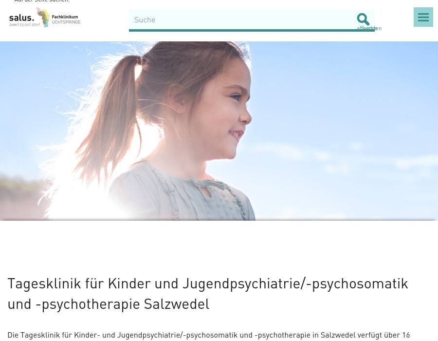  Salus gGmbH Tagesklinik für Kinder- und Jugendpsychiatrie, Psychosomatik und Psychotherapie Salzwedel