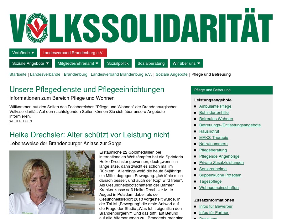 Volkssolidarität Landesverband Brandenburg e. V. Verbandsbereich Oberhavel-Uckermark Sozialstation